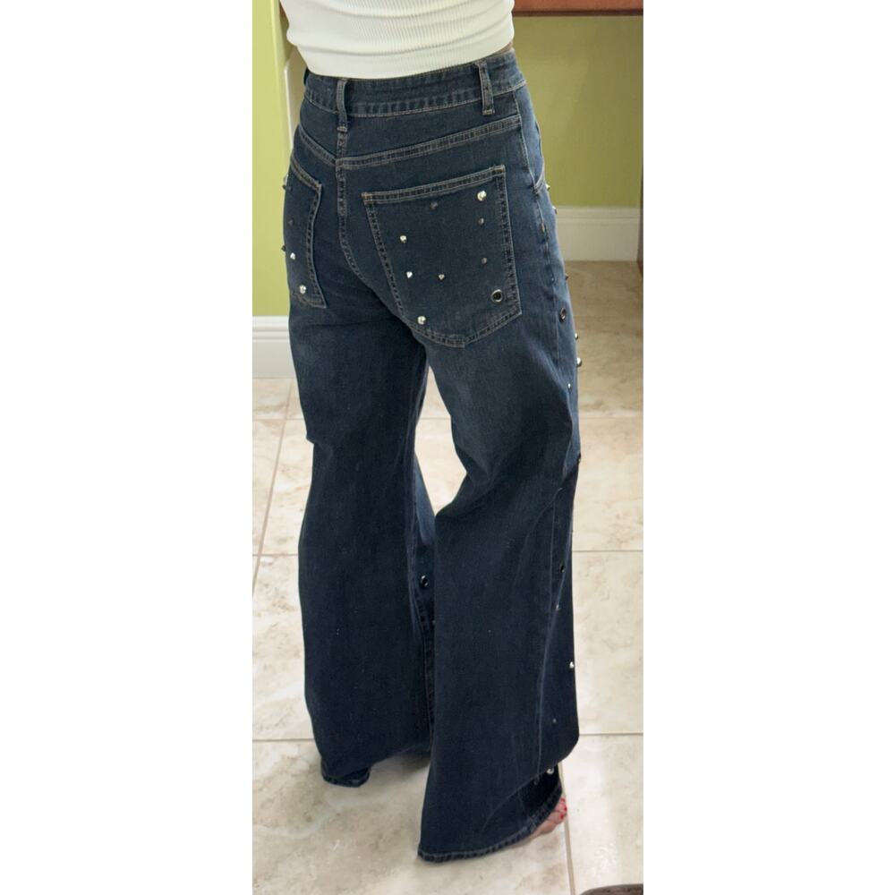 Blueb. Collection Studded Bejeweled dark denim jeans S $62 retail NWT 91606P - Picture 5 of 7